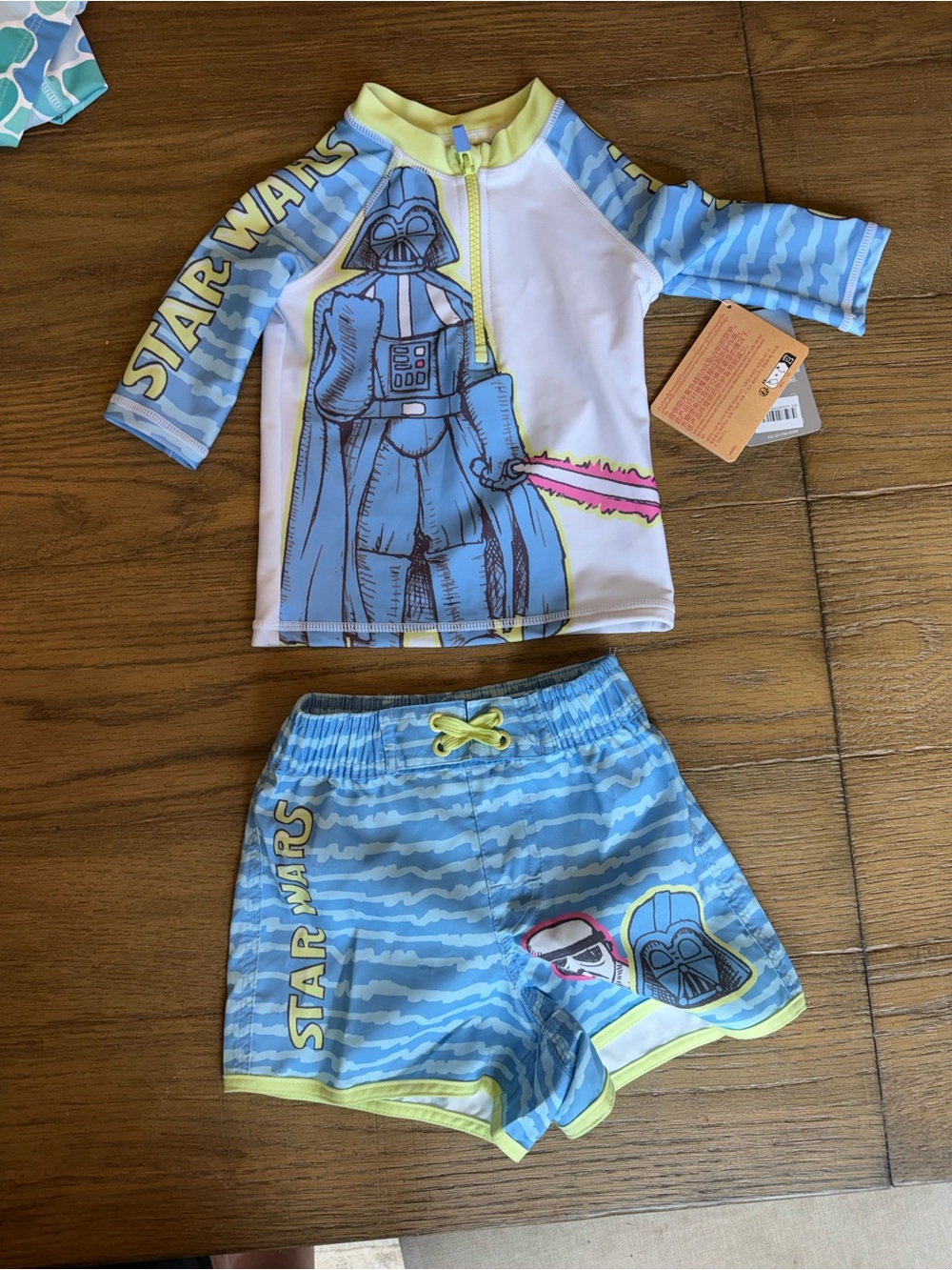 Star Wars Blue and Yellow Darth Vader Kids Rashguard Swim Set